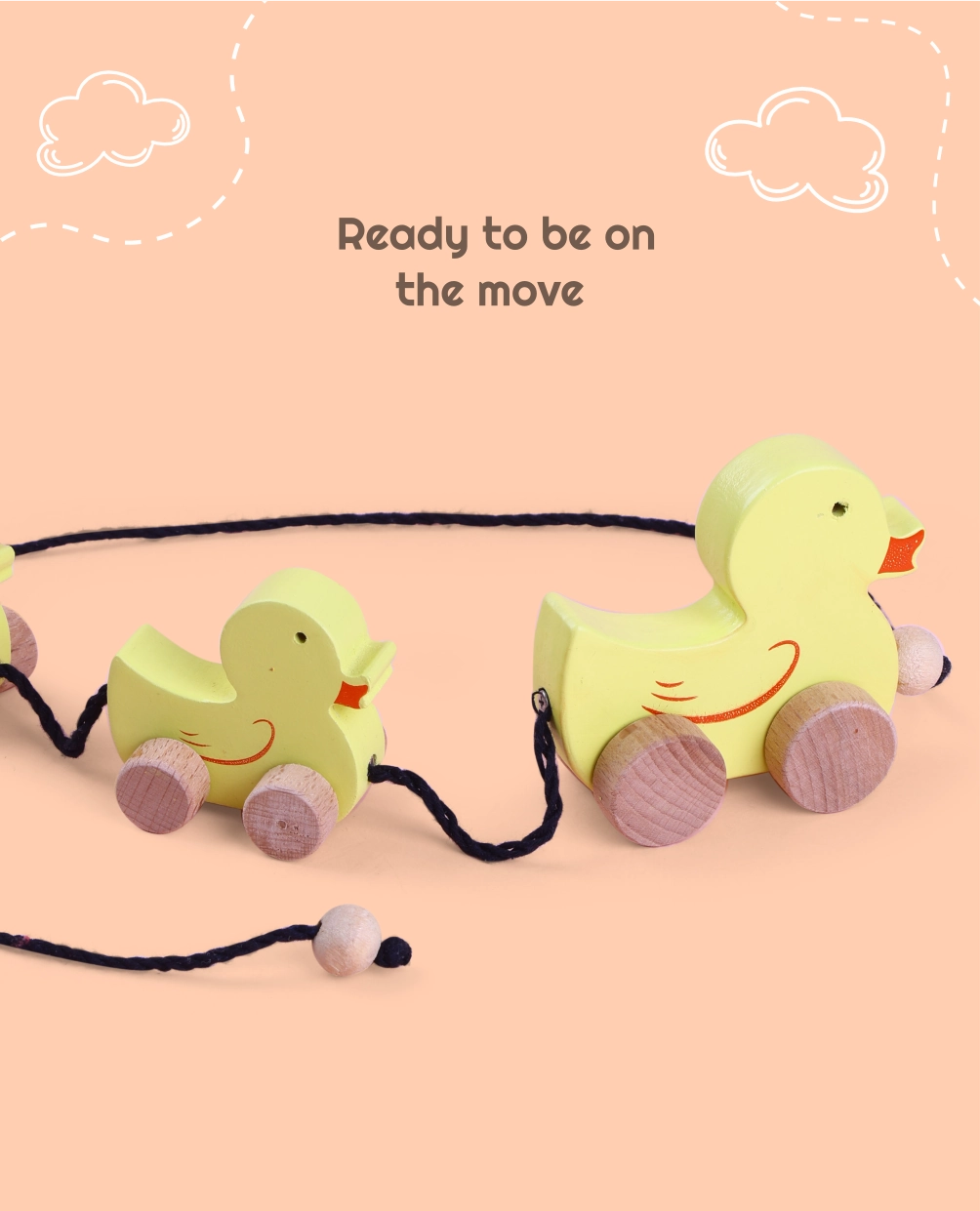 Wooden Duck Family Yellow