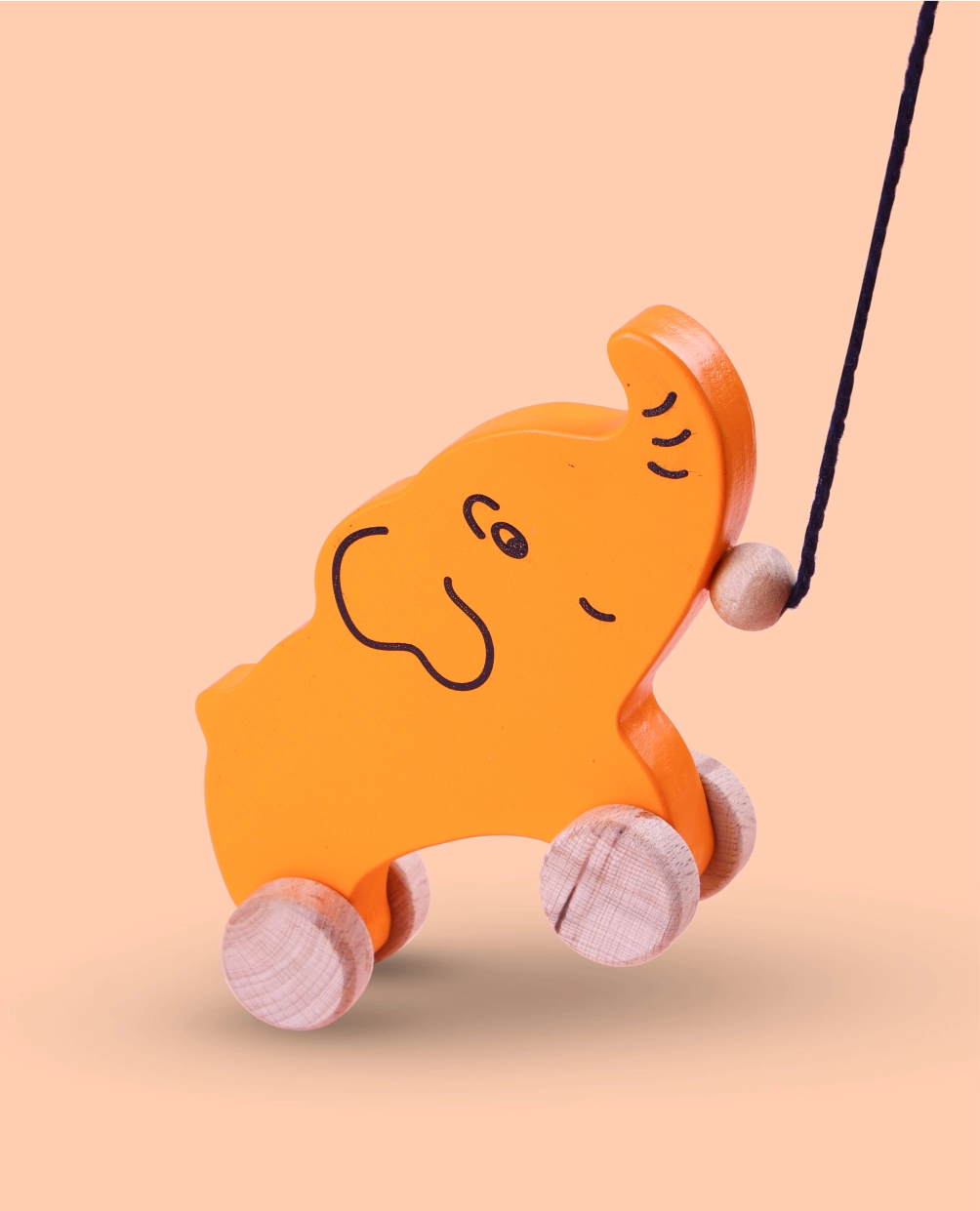 Wooden Elephant Orange Colour