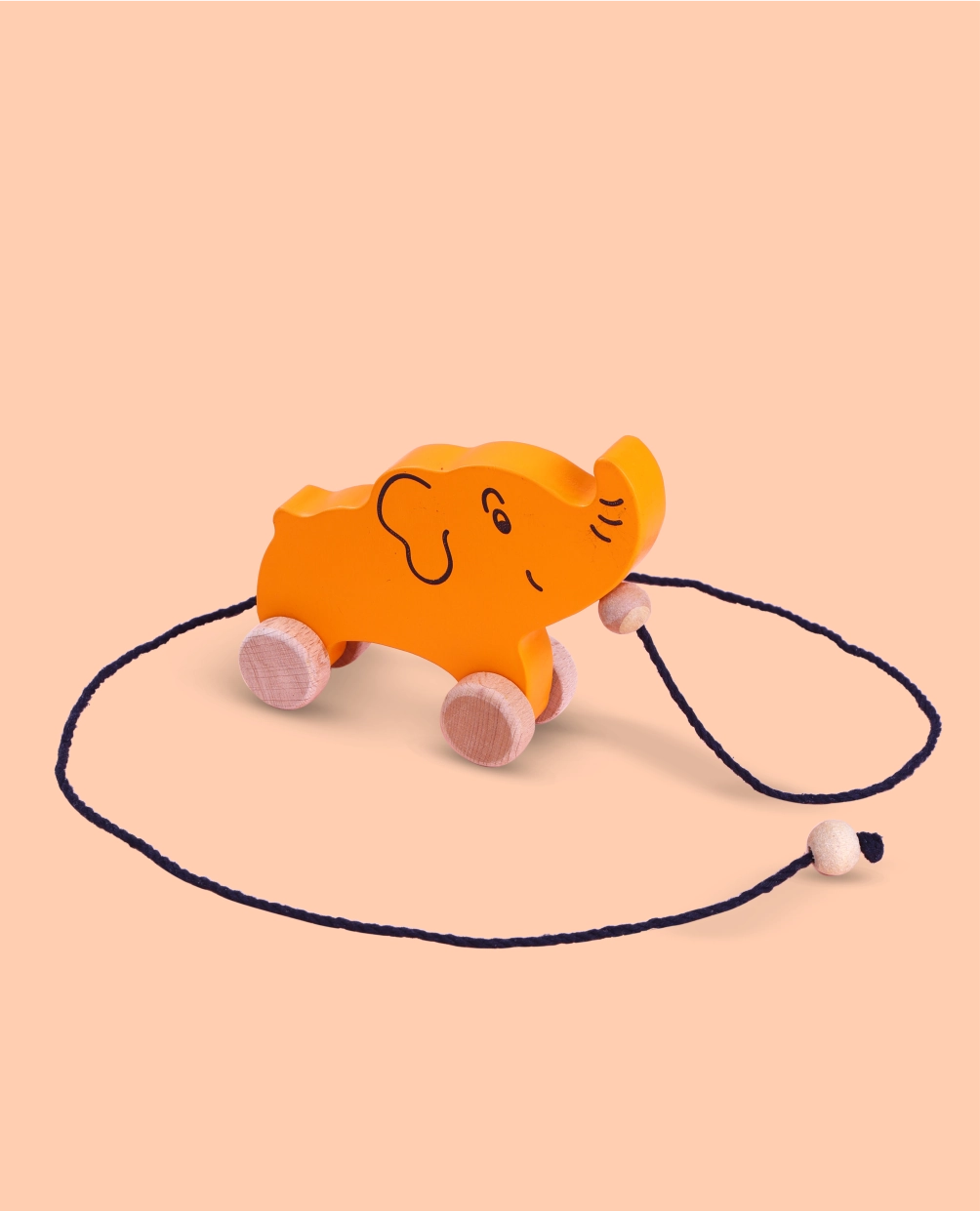 Wooden Elephant Orange Colour