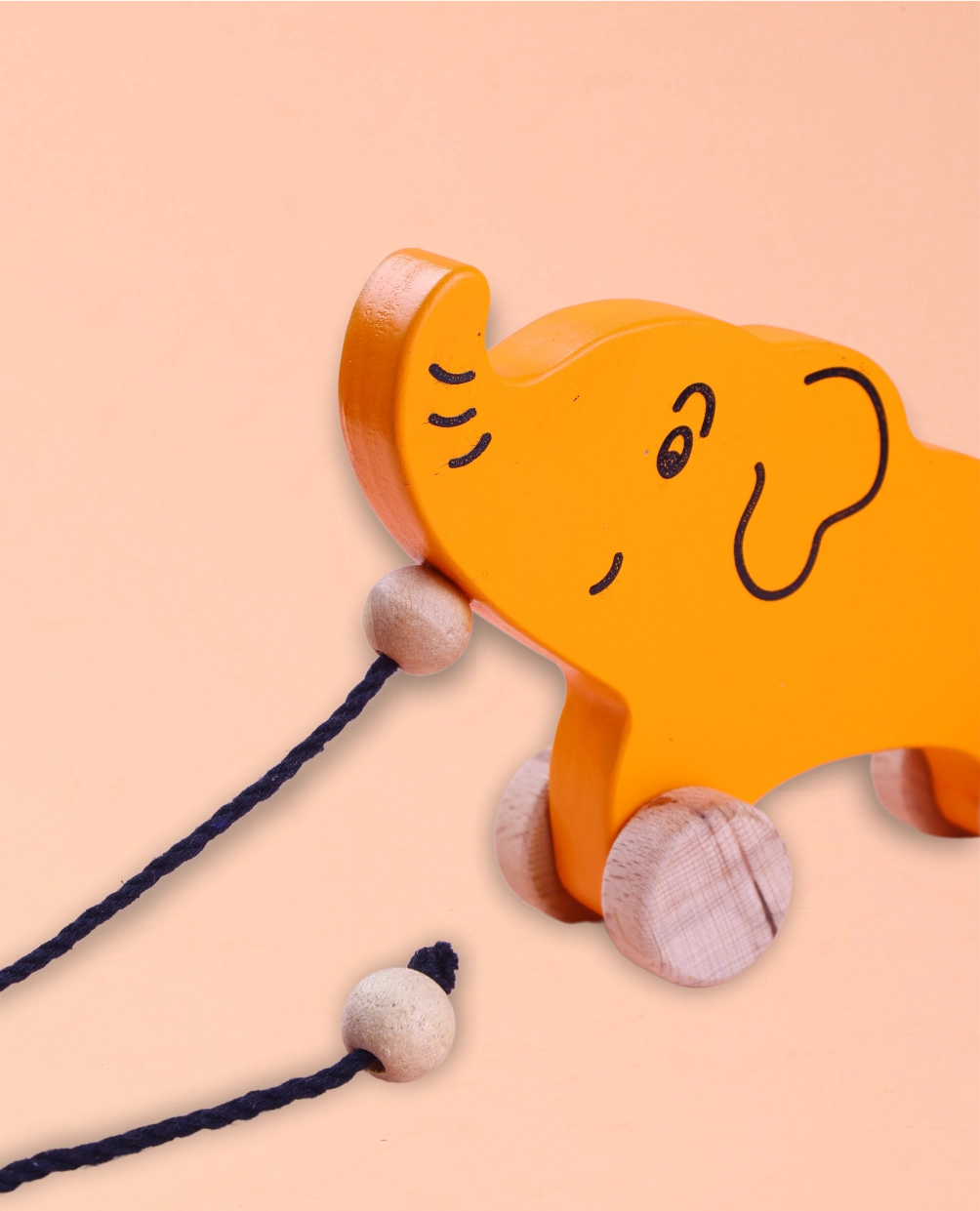 Wooden Elephant Orange Colour