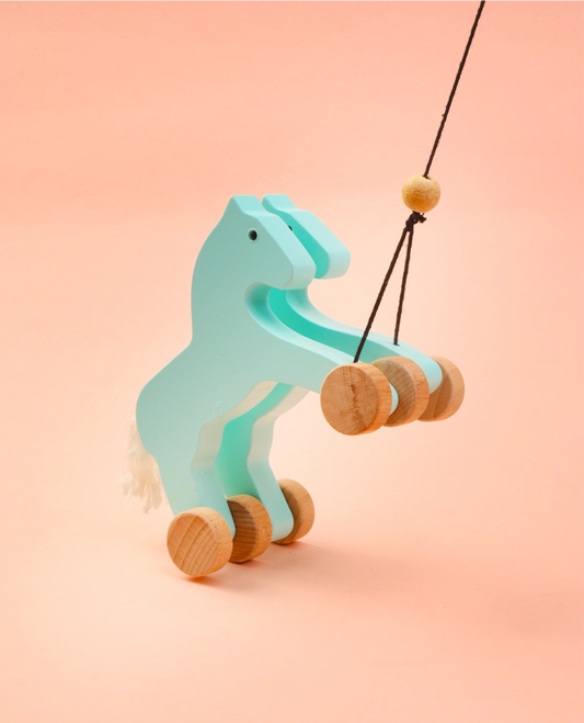 Wooden Horse-Turquoise Colour