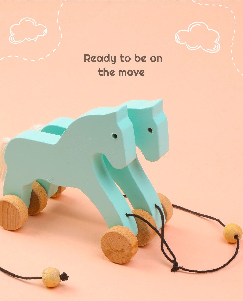 Wooden Horse-Turquoise Colour